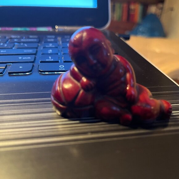 Set of 2 Miniature Chinese Red Buddha Figurines - Picture 4 of 4